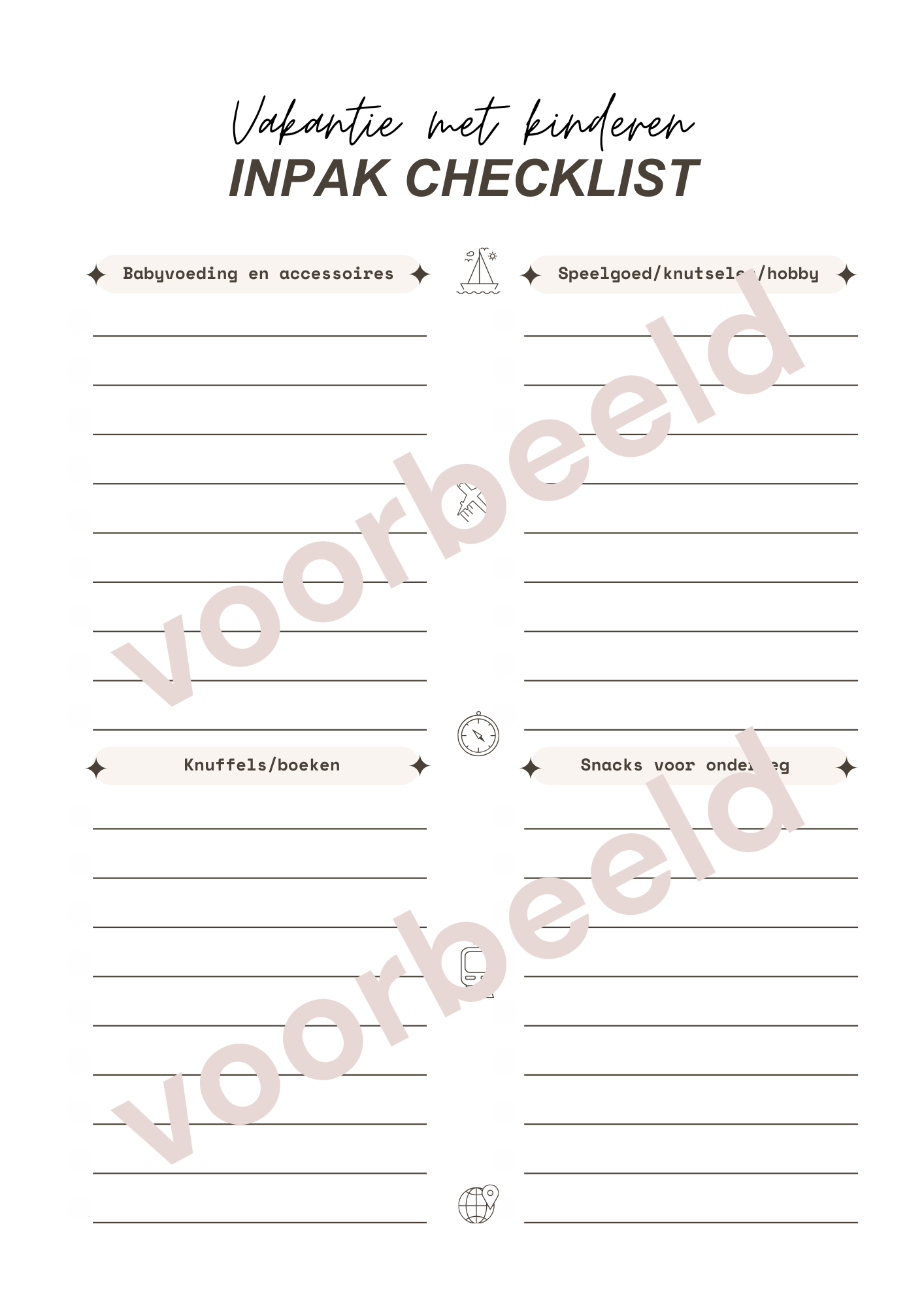 VAKANTIE CHECKLIST - Handige inpak-checklist voor vakantie met kinderen