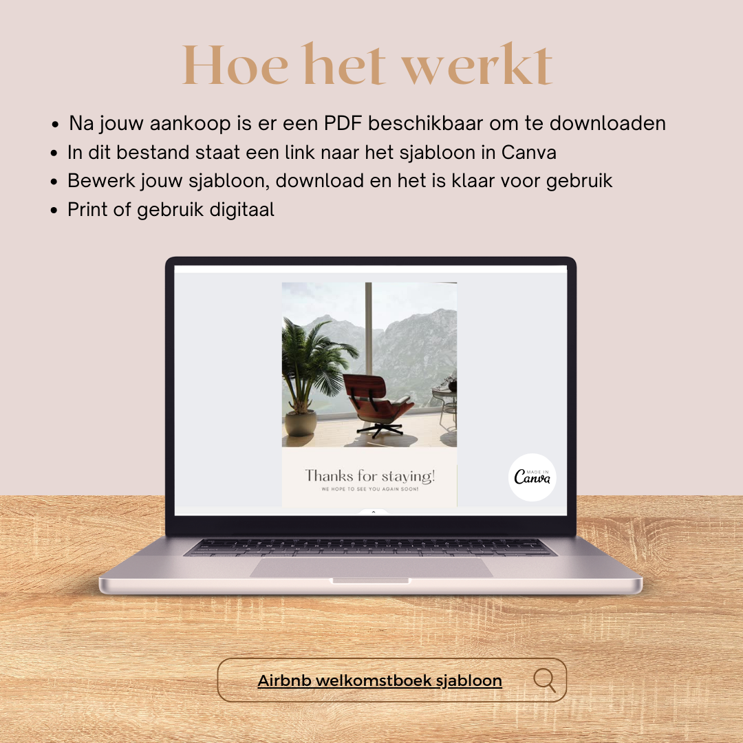 VAKANTIE - Airbnb welkomstboek sjabloon Engelstalig