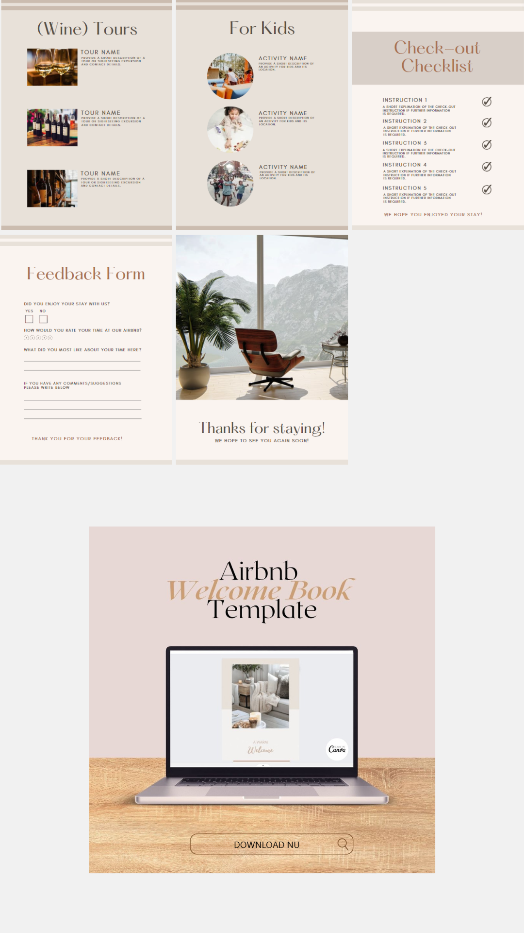 VAKANTIE - Airbnb welkomstboek sjabloon Engelstalig