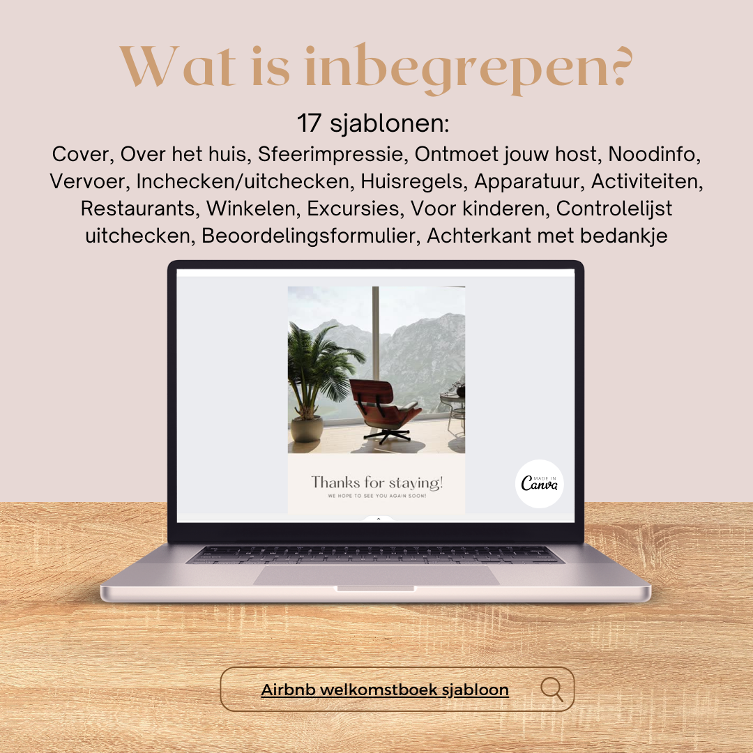VAKANTIE - Airbnb welkomstboek sjabloon Engelstalig