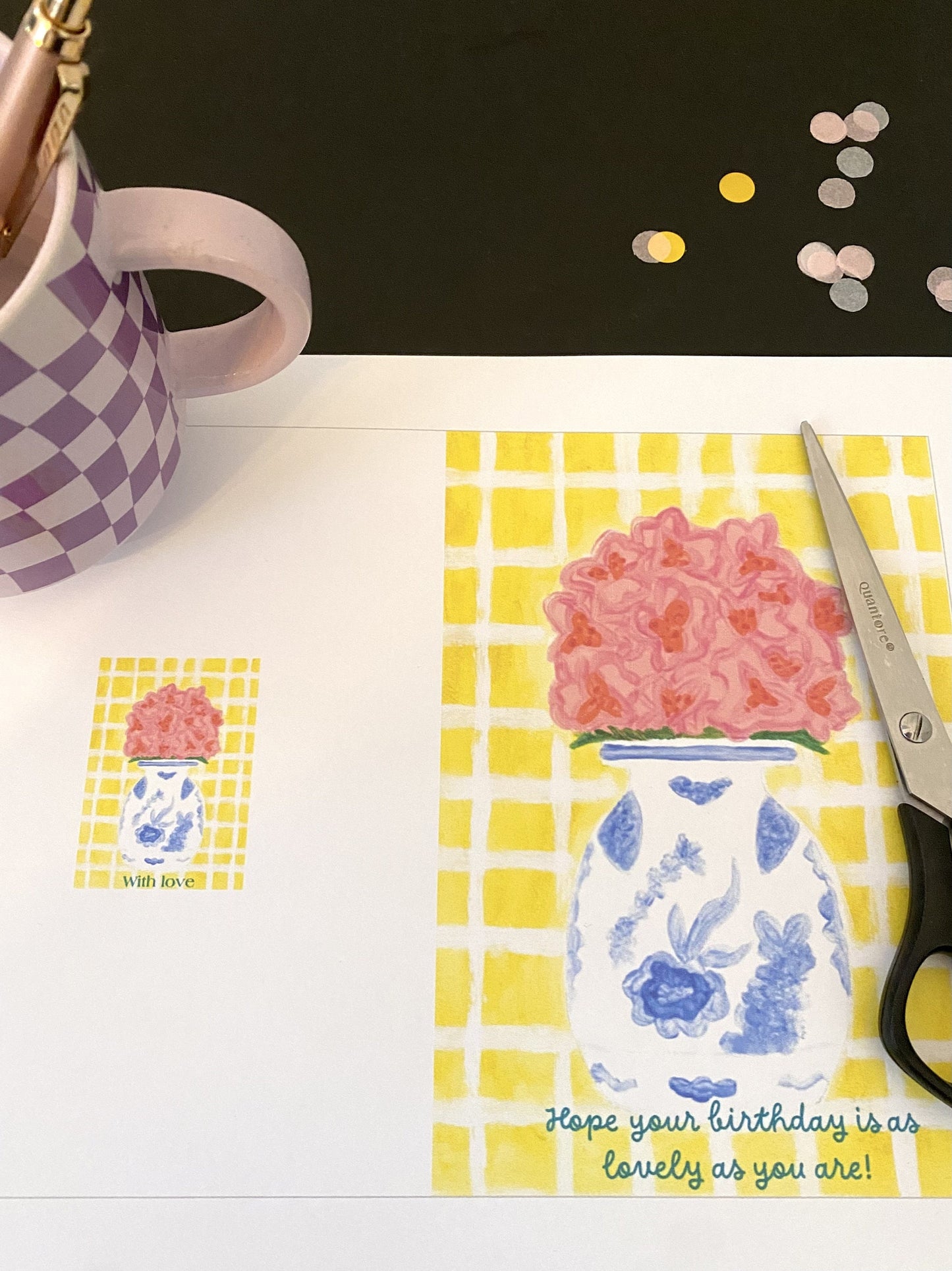 Digitale verjaardagskaart met alstoemeria bloemen, direct downloaden, zelf printen, meerdere keren te gebruiken