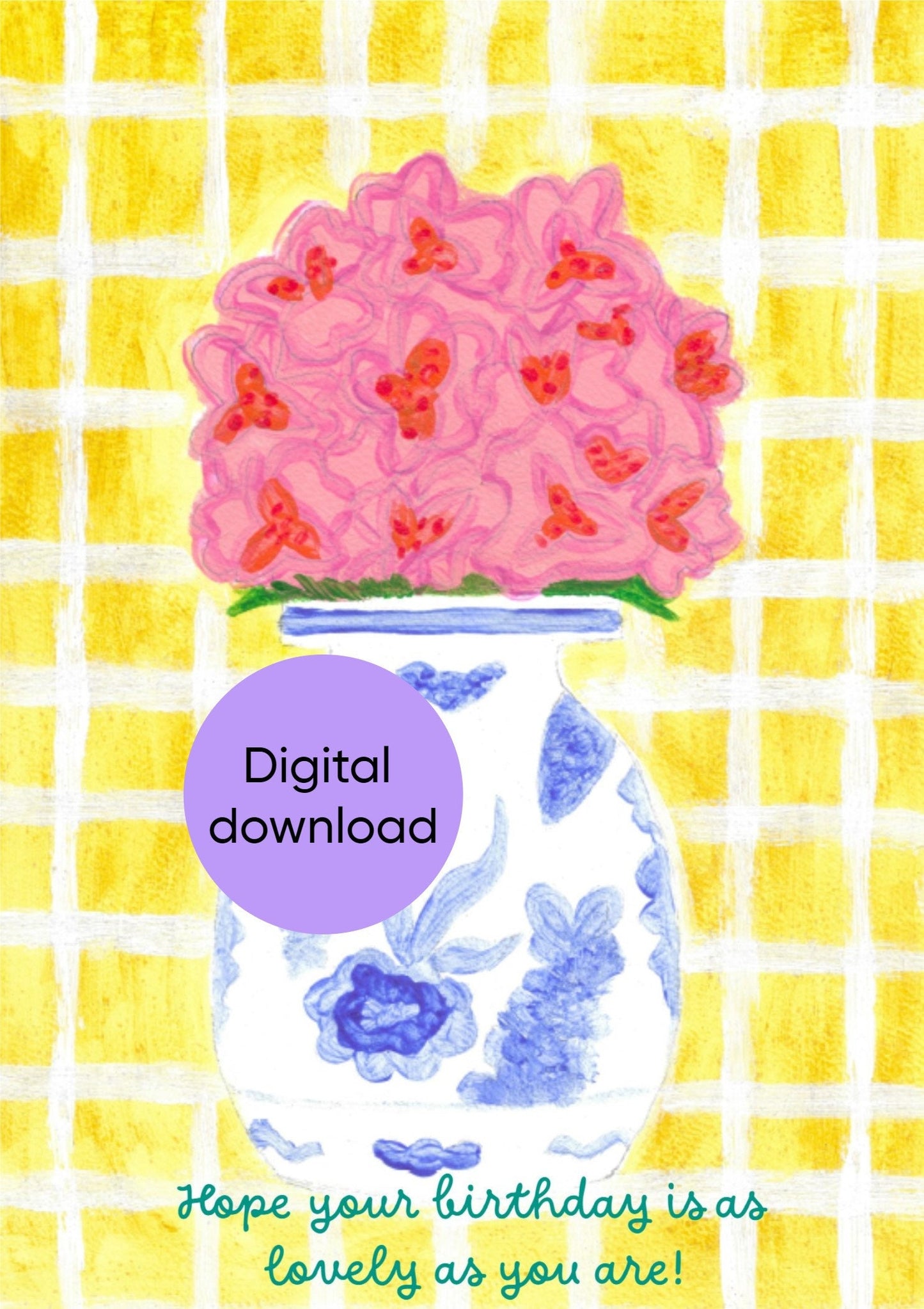 Digitale verjaardagskaart met alstoemeria bloemen, direct downloaden, zelf printen, meerdere keren te gebruiken