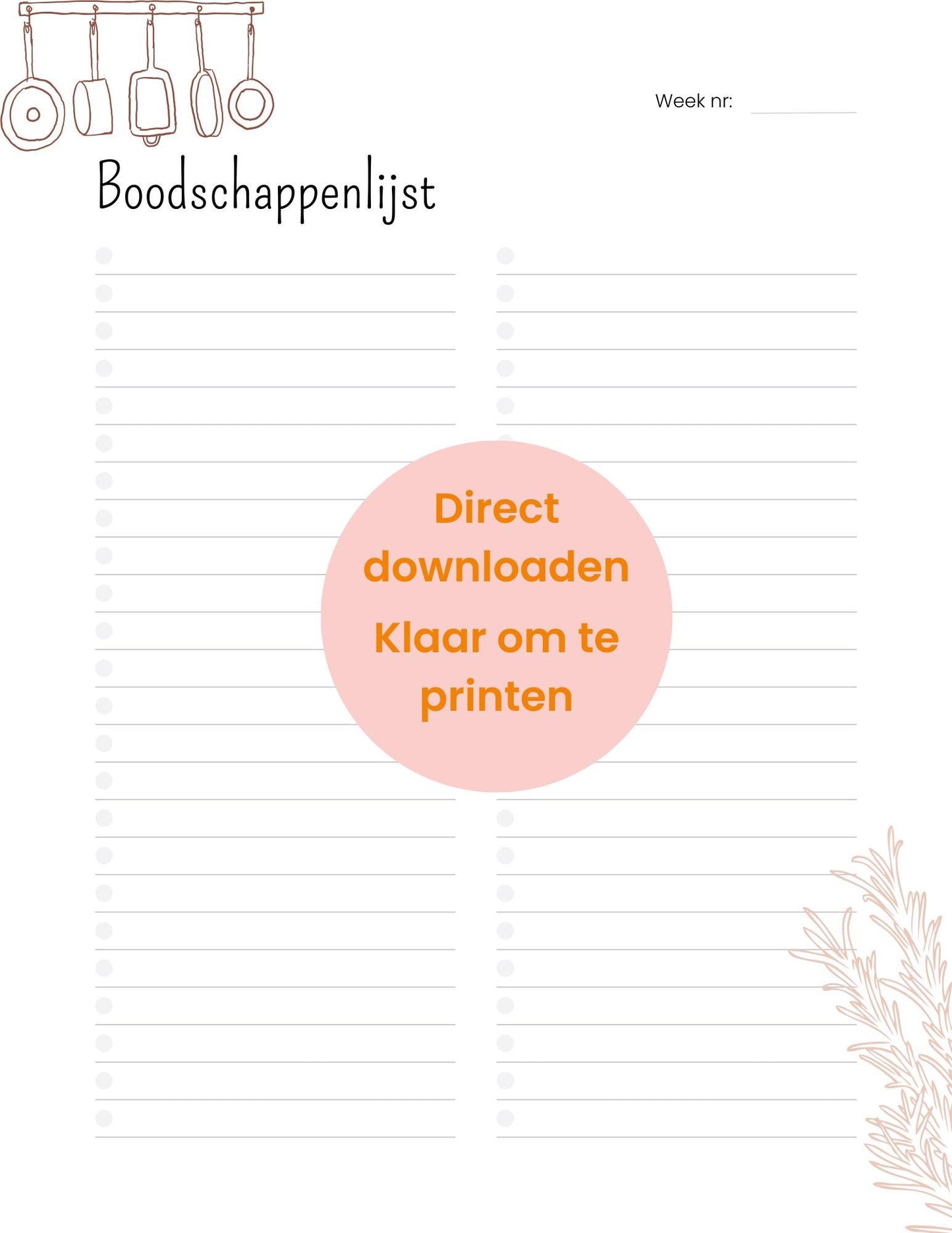 Maaltijdplanner afdrukbaar, wekelijkse menuplanner met maaltijdvoorbereiding en boodschappenlijst, direct downloaden, PDF-bestand