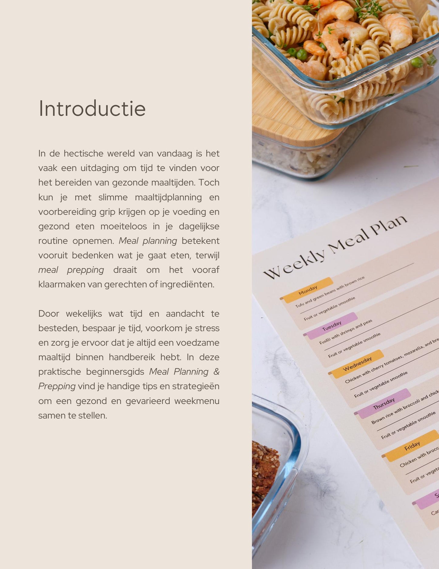 Ontdek de ideale meal prepping & planning startgids. Printbaar en digitaal, altijd toegang tot handige tips voor een efficiënte voorbereiding.