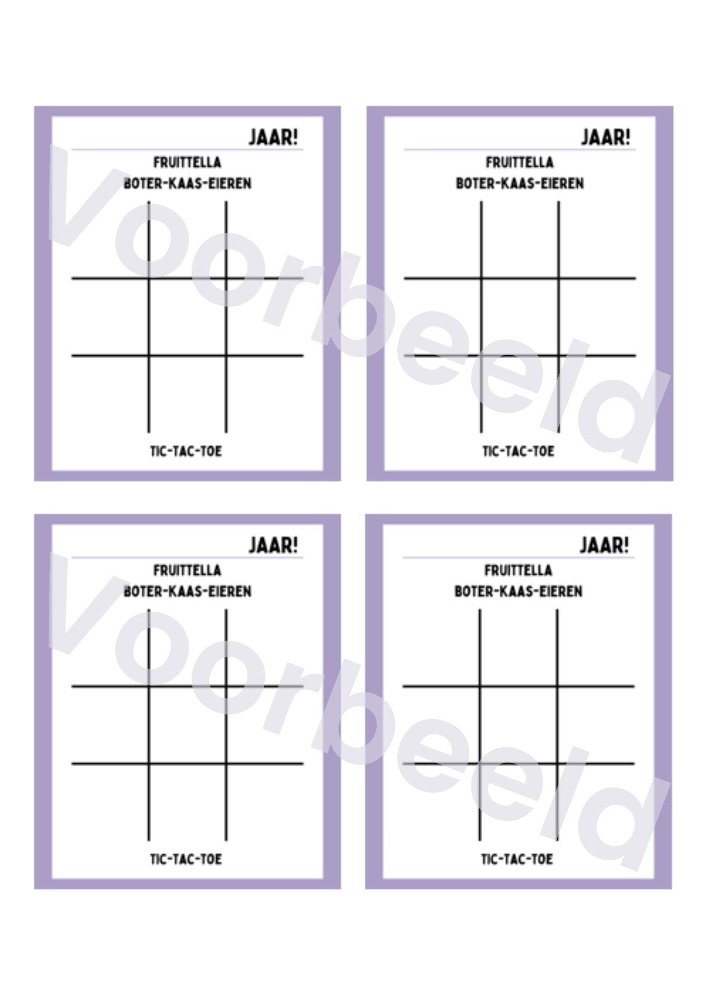 Leuke, originele & budgetvriendelijke traktatie voor school of feestjes, speelkaarten voor Boter-Kaas-Eieren, digitale download