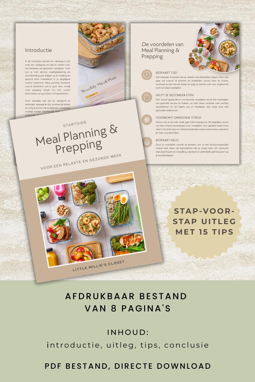 Ontdek de ideale meal prepping & planning startgids. Printbaar en digitaal, altijd toegang tot handige tips voor een efficiënte voorbereiding.