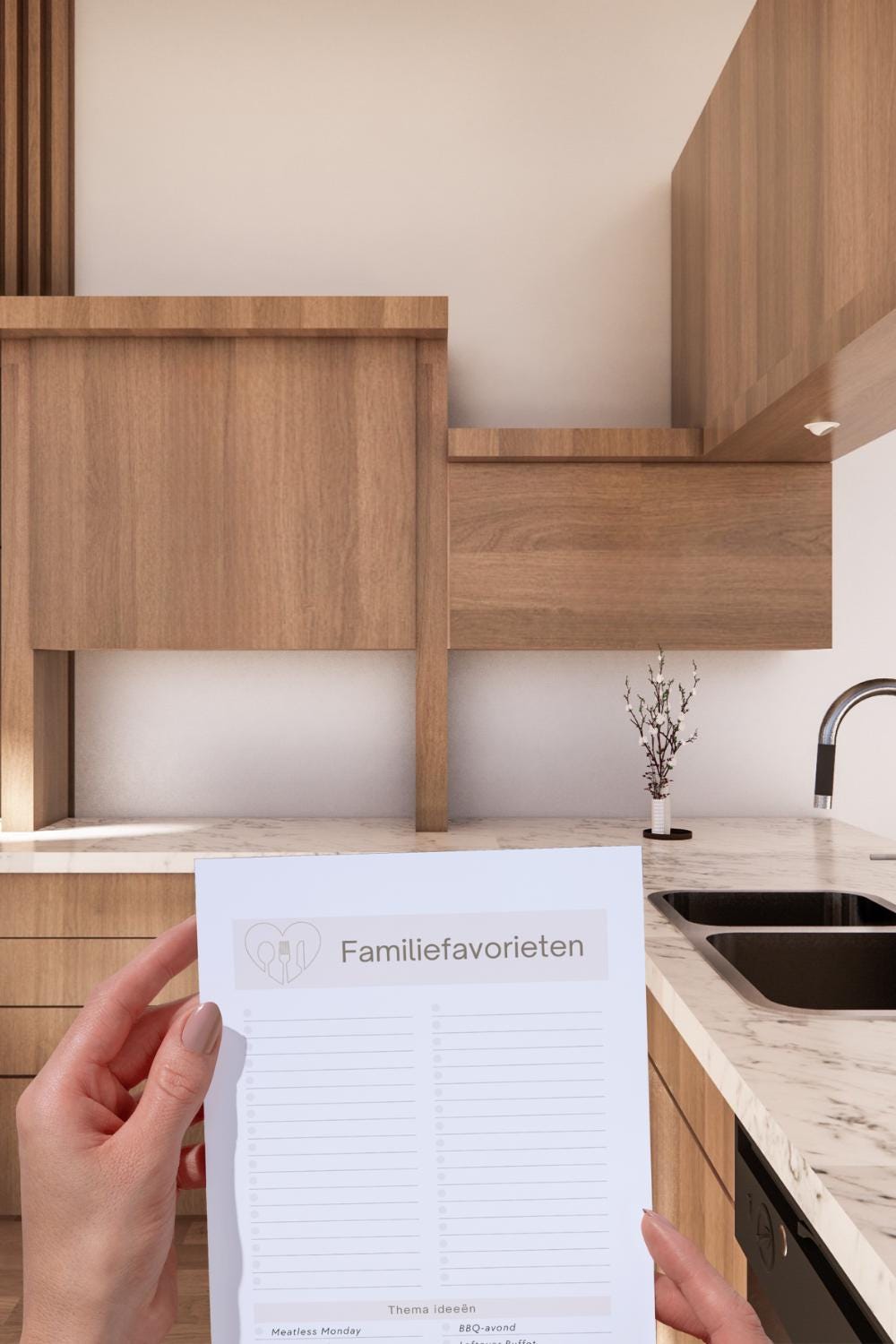 Printbare lijst om favoriete gerechten van jouw gezin bij te houden als familiefavorieten, inclusief een verzameling ideeën voor thema’s