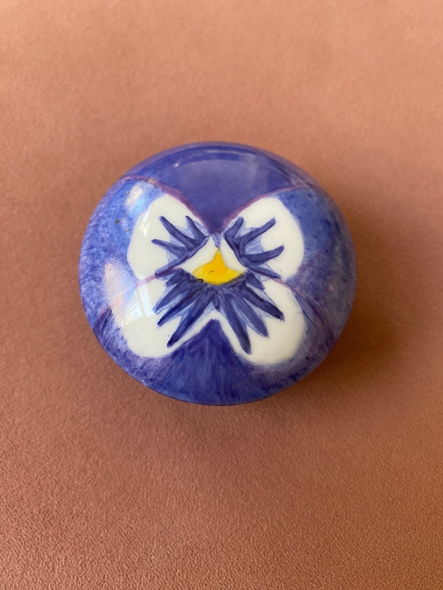 VINTAGE - Limoges France porseleinen sieradendoosje met viooltje