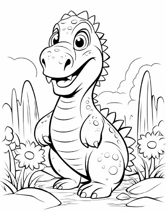 GRATIS - Kleurplaat dinosaurus natuur