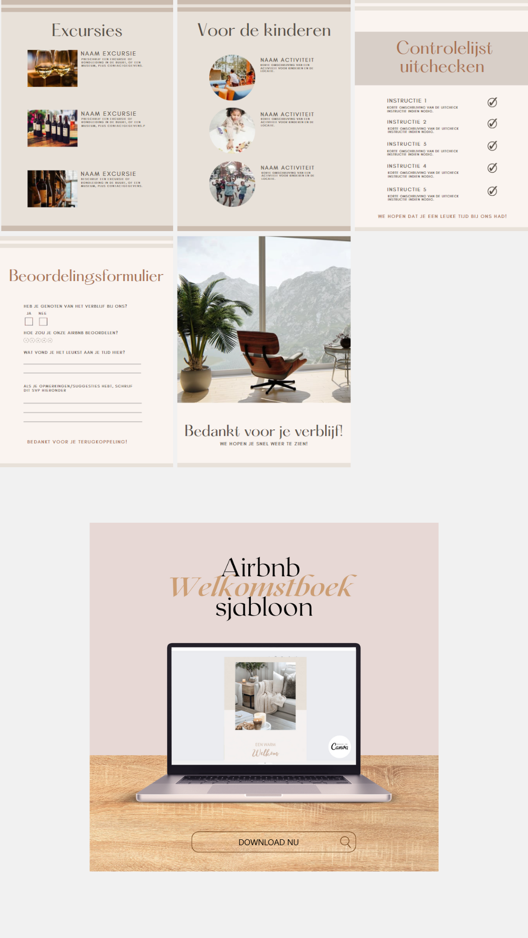 VAKANTIE - Airbnb welkomstboek sjabloon Nederlandstalig