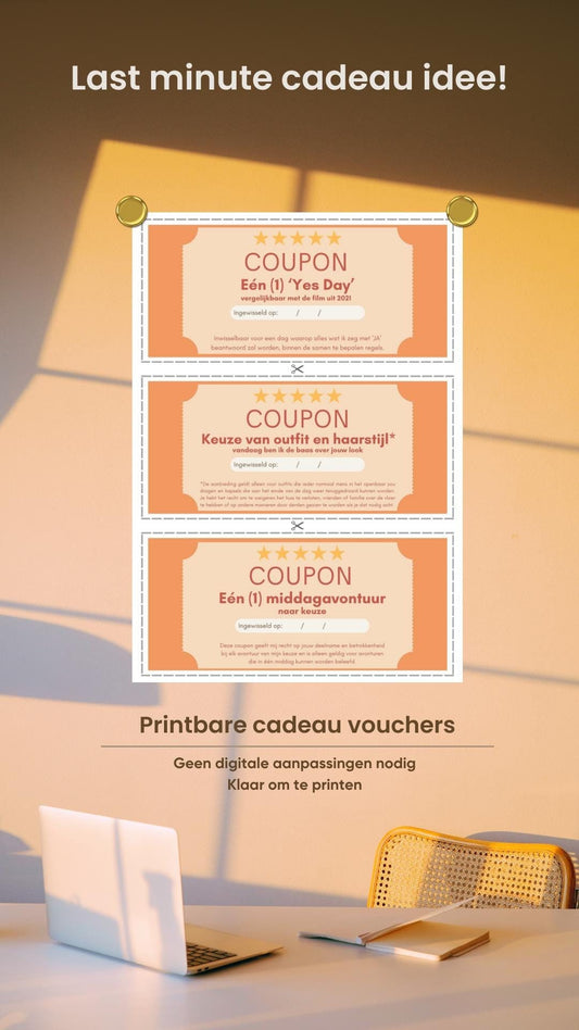Deze leuke printbare vouchers zijn beschikbaar om direct te downloaden. Een perfecte last-minute oplossing, of een goede invulling als je een origineel en persoonlijk cadeau zoekt!