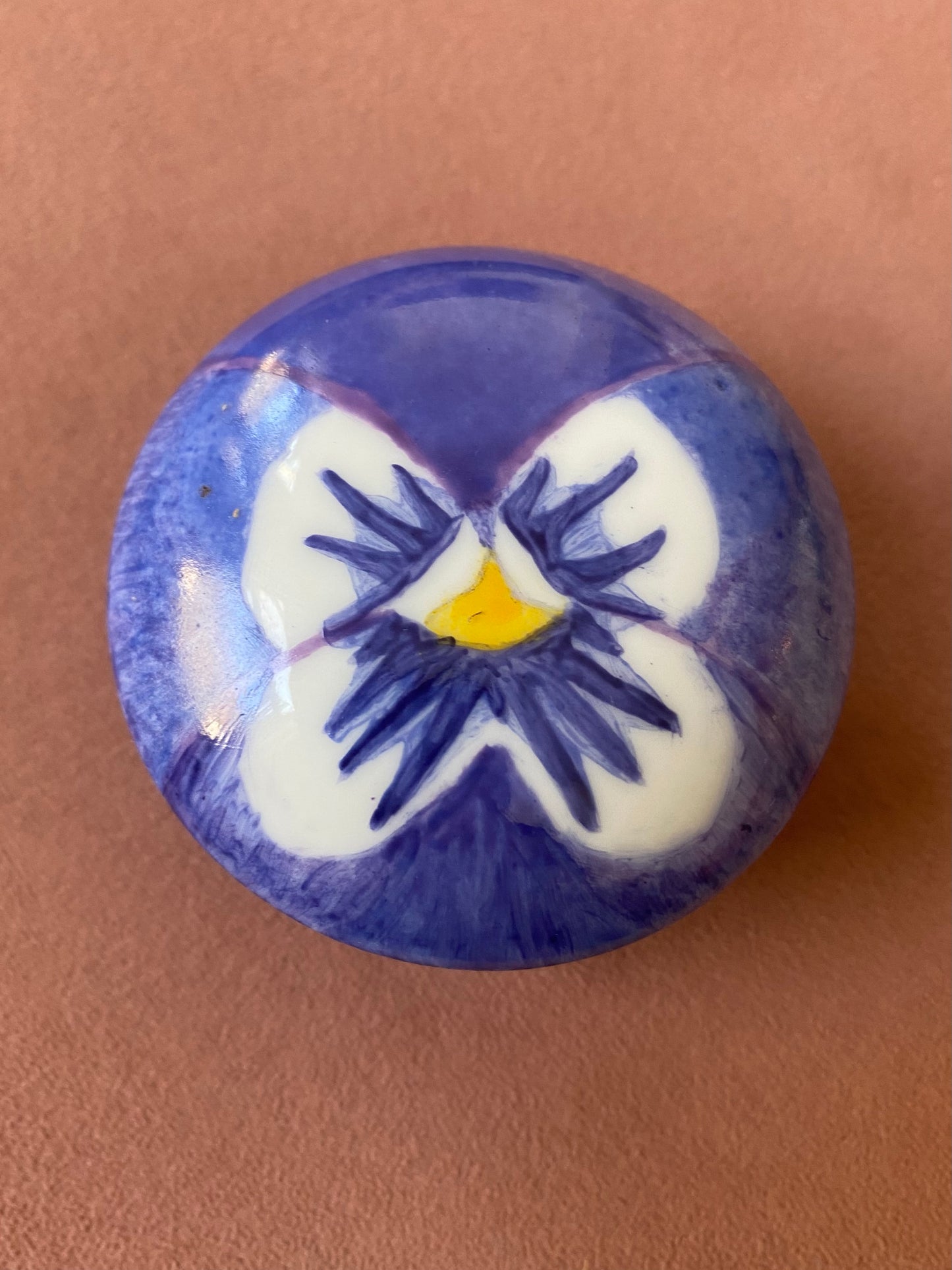 VINTAGE - Limoges France porseleinen sieradendoosje met viooltje